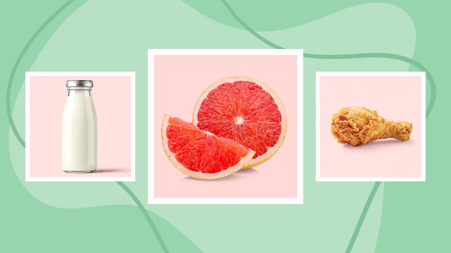 Milk, grapefruit, fried chicken